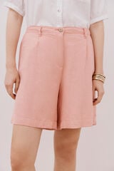 Cortefiel Bermuda de lino Rosa