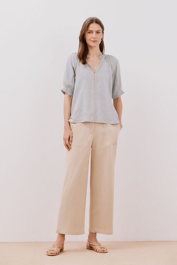 Cortefiel Blusa manga corta Azul