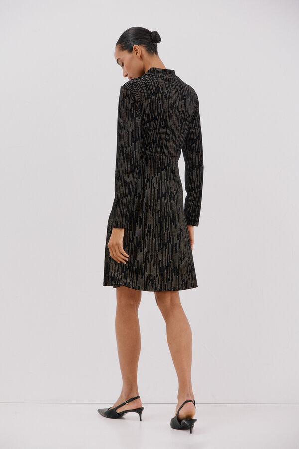 Cortefiel Vestido curto com toques brilhantes Preto