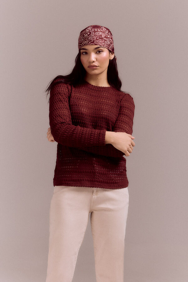 Slowlove Top de punto estructura con manga abullonada Naranja