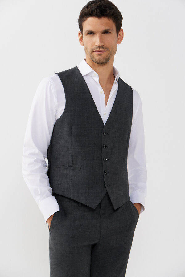 Cortefiel Colete cinzento slim Cinzento