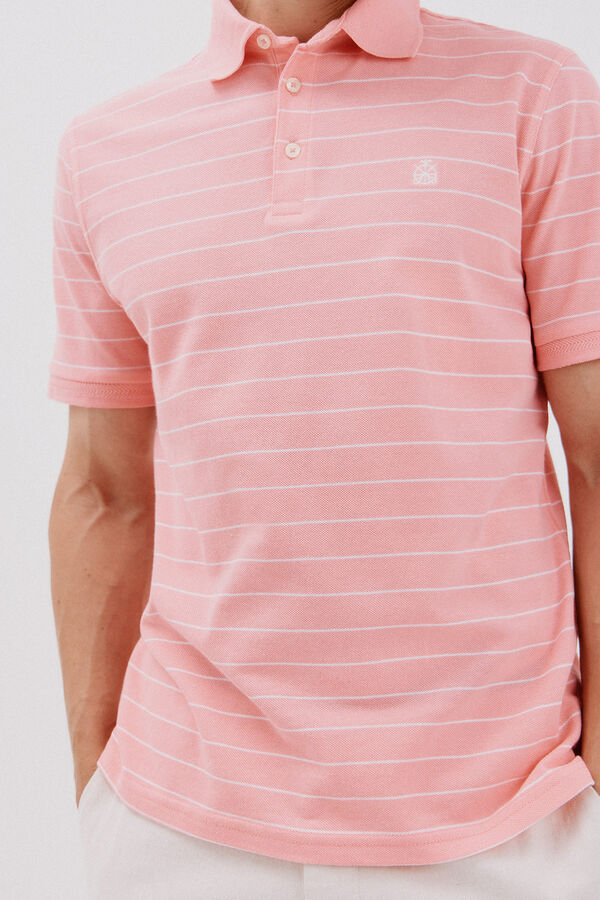 Cortefiel Polo piqu&eacute; rayas Coral