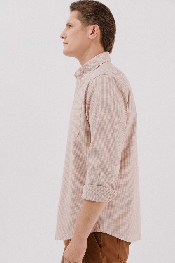 Cortefiel Camisa twill cuadros Camel