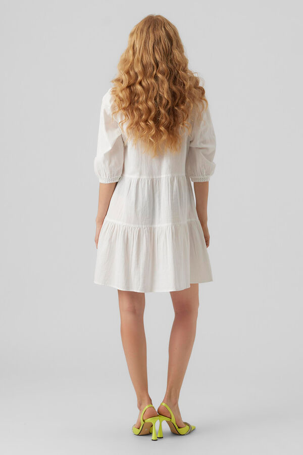 Vero Moda Vestido mangas globo Blanco
