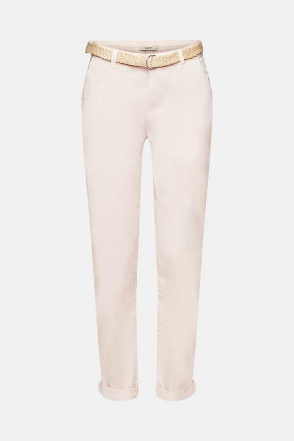 Esprit Cal&ccedil;as b&aacute;sicas chino com cinto entran&ccedil;ado Subiu