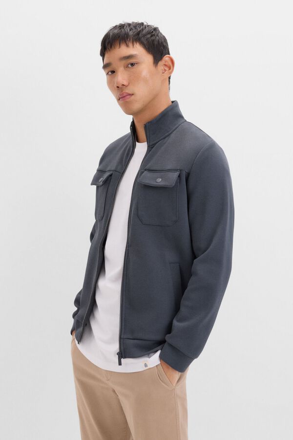 Cortefiel Cardig&atilde; em tecido piqu&eacute; Cinzento