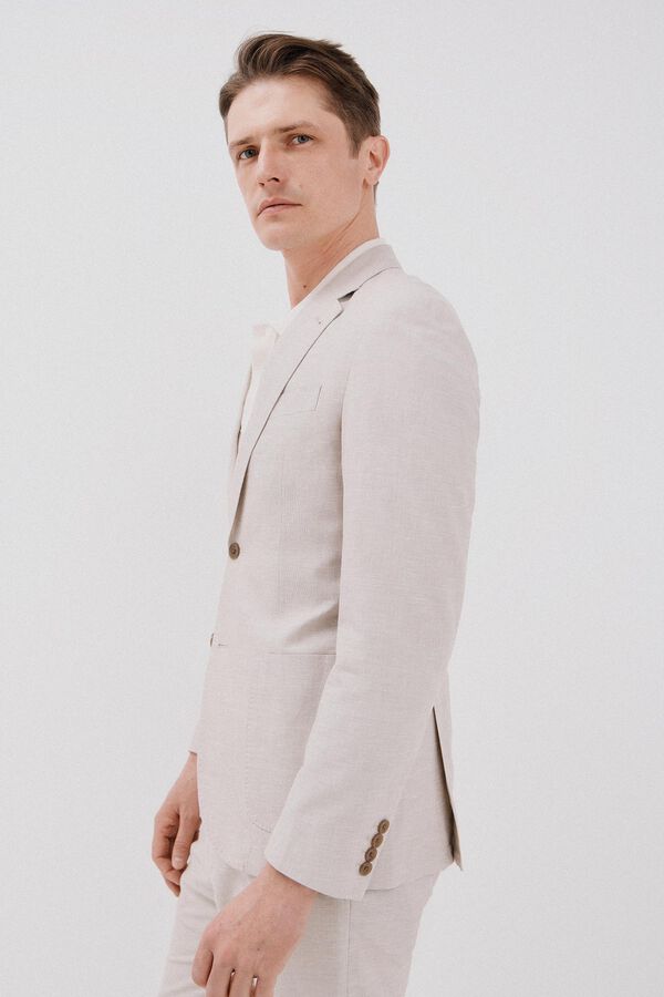 Cortefiel Blazer de algod&atilde;o e linho Tostado