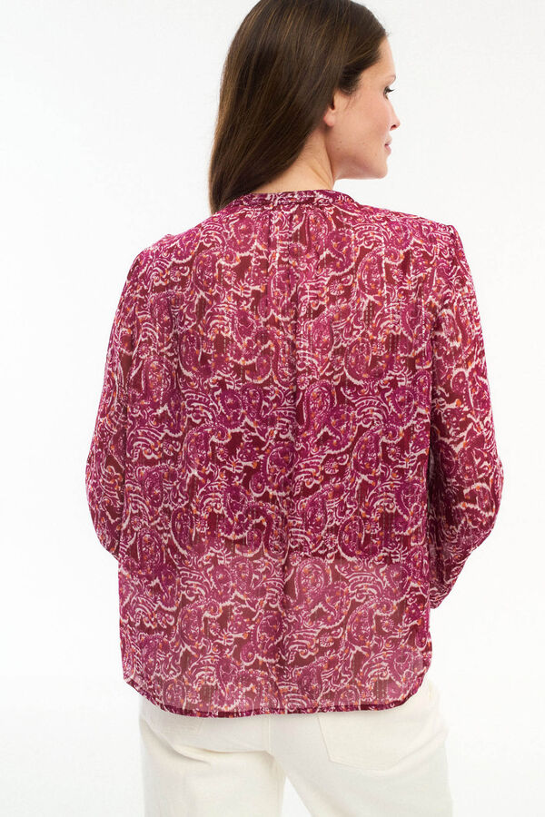 Vila Blusa de manga larga estampada con l&uacute;rex Rosa