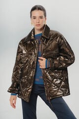 Dolores Promesas Jaqueta feminina acolchoada met&aacute;lica Valeria Cinzento