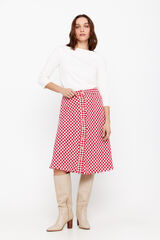 Cortefiel Falda tweed pata de gallo Estampado rojo
