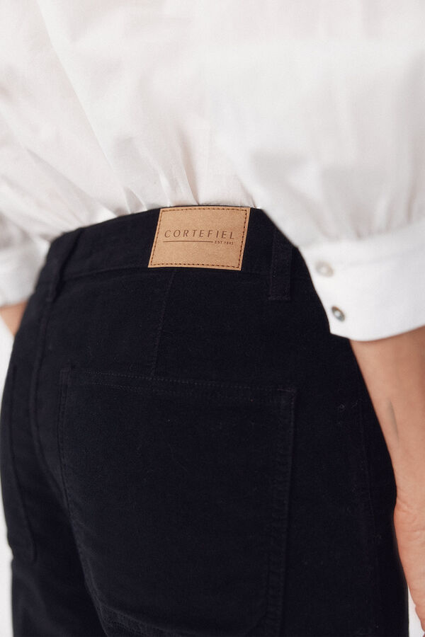 Cortefiel Pantalones Marine Velvet Negro