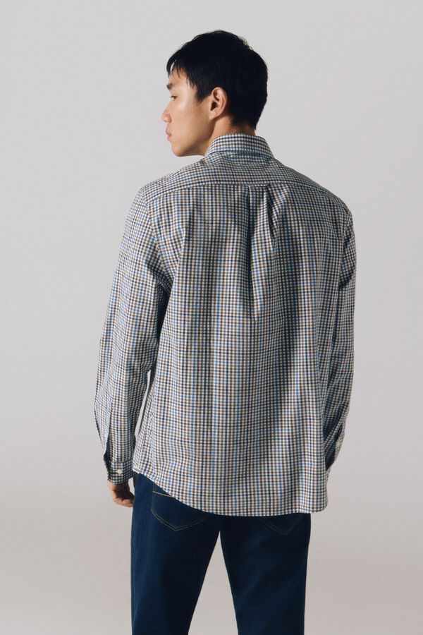 Cortefiel Camisa cuadros popelín Azul oscuro