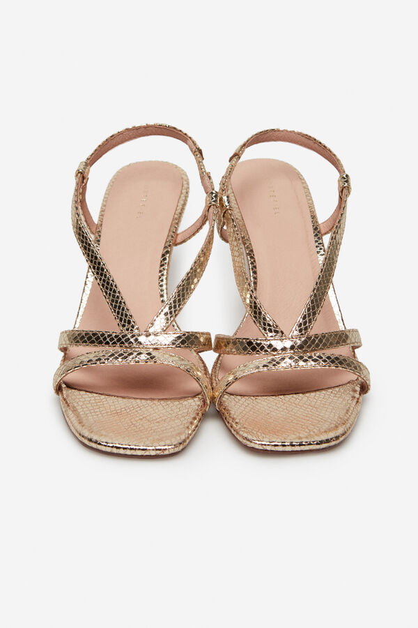 Cortefiel Sandalia tac&oacute;n metalizada Dorado