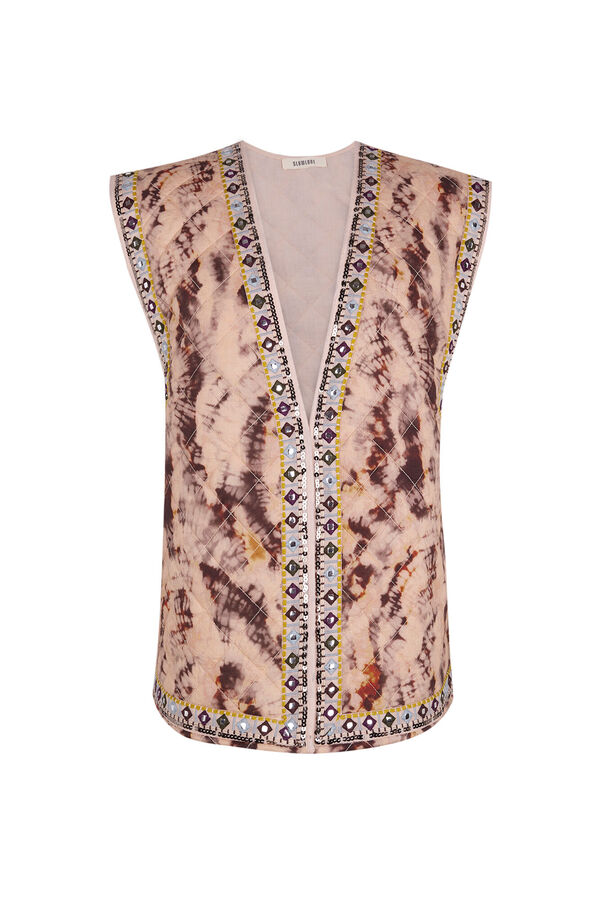 Slowlove Chaleco acolchado con detalles bordados Estampado blanco