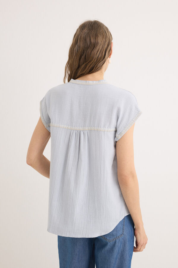 Cortefiel Blusa bordados contraste Azul