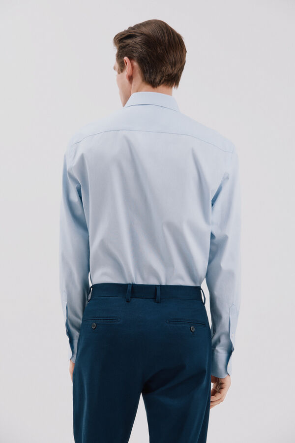 Cortefiel Camisa vestir lisa f&aacute;cil plancha Azul