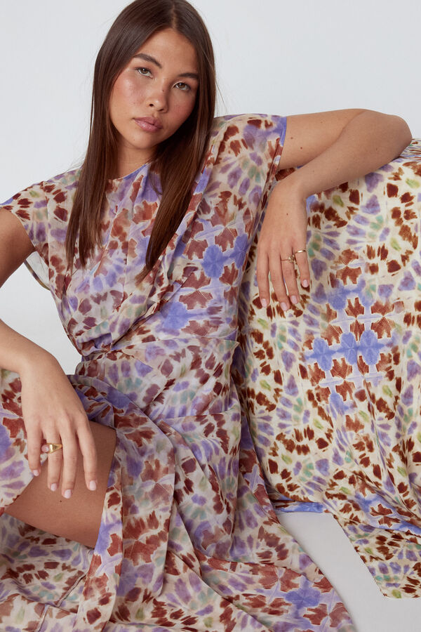Slowlove Vestido midi drapeado Multicolor