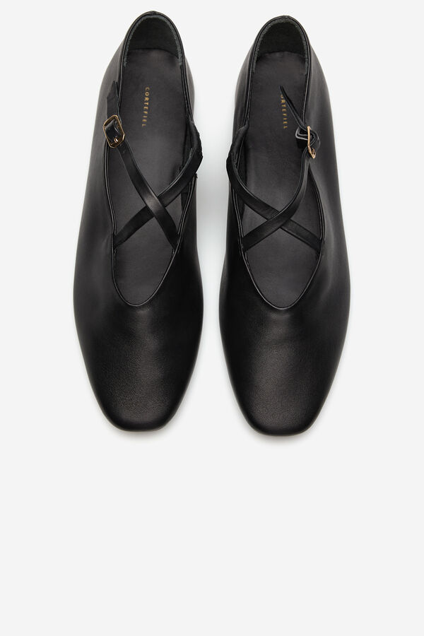 Cortefiel Bailarina cruzada piel Negro