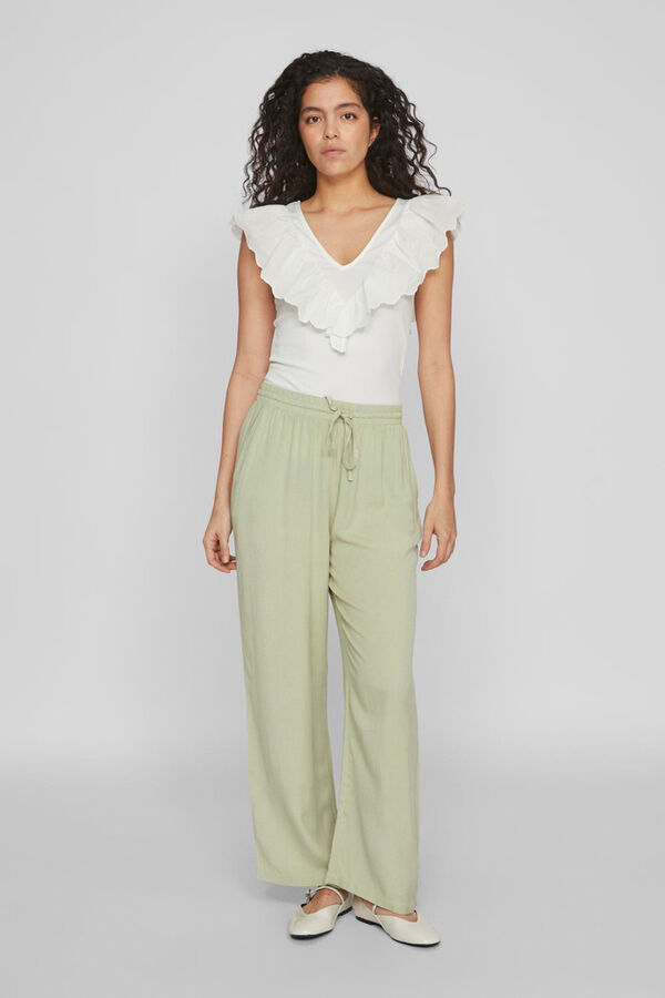 Vila Top entallado con volante Blanco