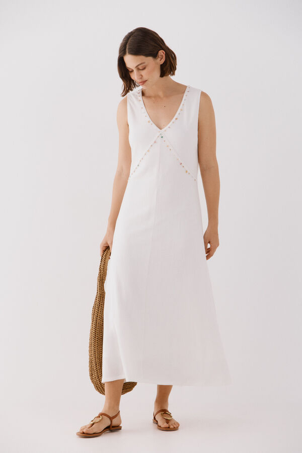 Cortefiel Vestido pedrer&iacute;a Blanco
