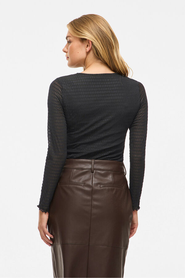Vila Top de manga larga con textura Negro