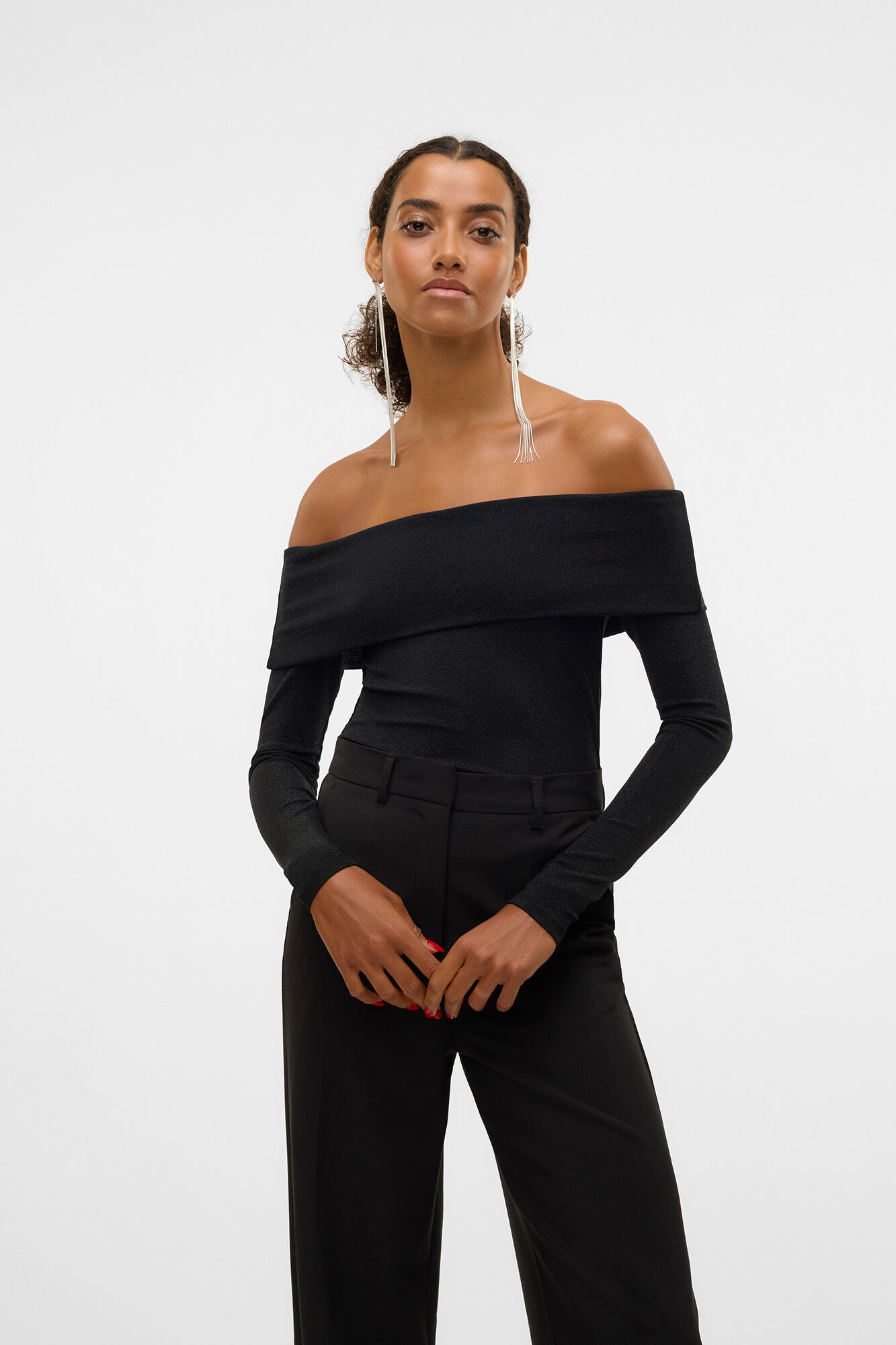 Vero Moda Top cuello Bardot lurex