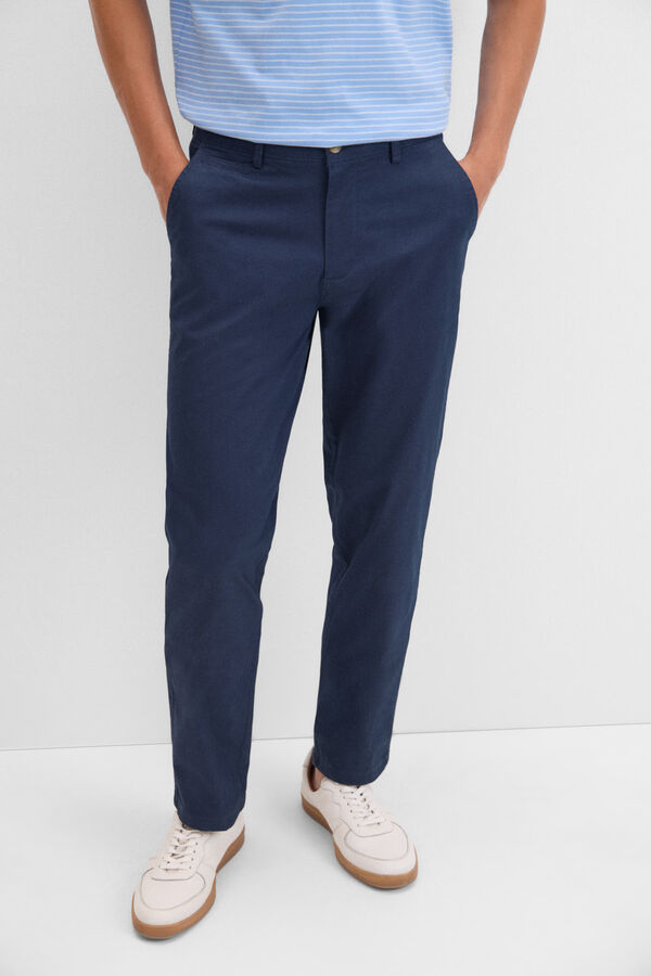 Cortefiel Pantal&oacute;n chino estampado regular fit Azul oscuro