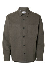 Selected Overshirt com bolsos frontais confeccionada em algod&atilde;o org&acirc;nico.  Cinzento