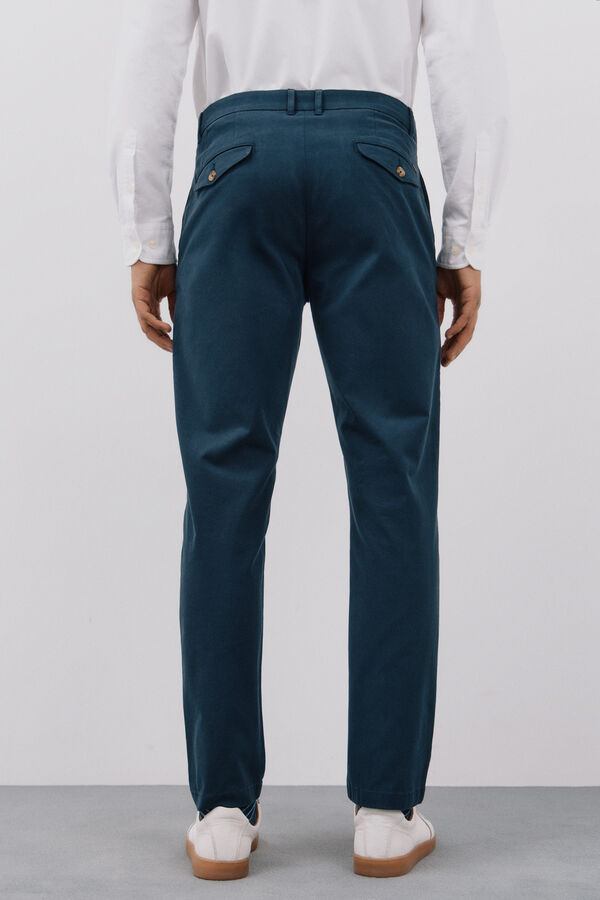 Cortefiel Pantalón chino tapered pinzas Azul marino