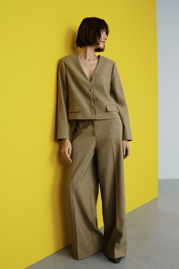 Cortefiel Pantal&oacute;n palazzo Beige