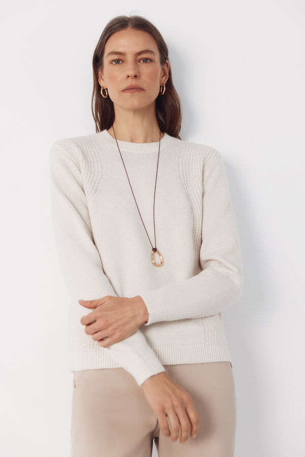 Cortefiel Jersey punto combinado Beige