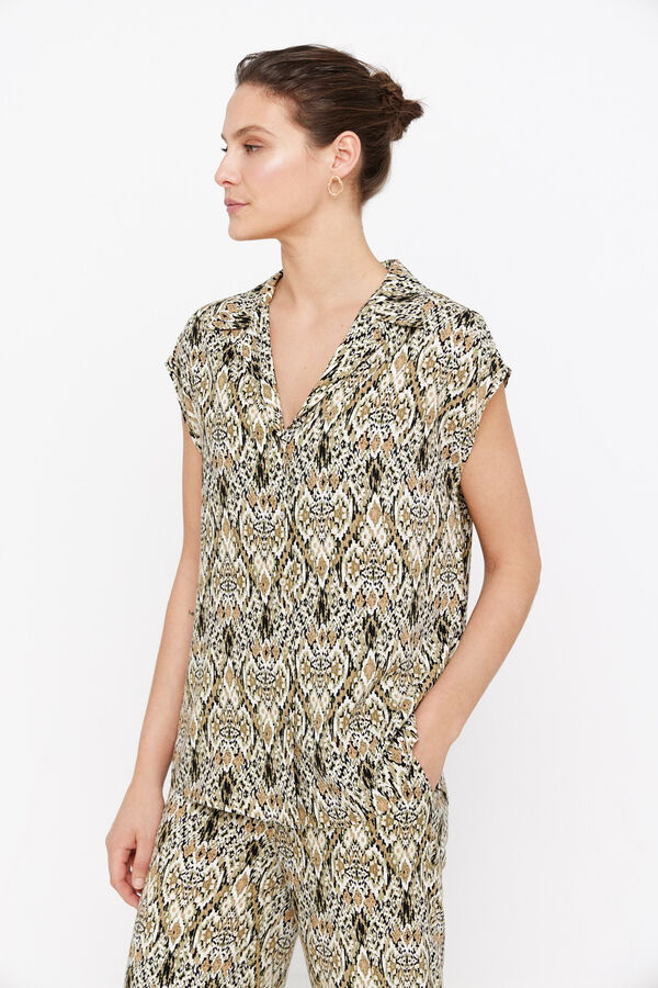 Cortefiel Camisa fluida estampada Impress&atilde;o