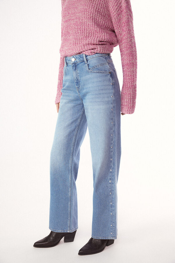 Slowlove Jeans com tachas Azul