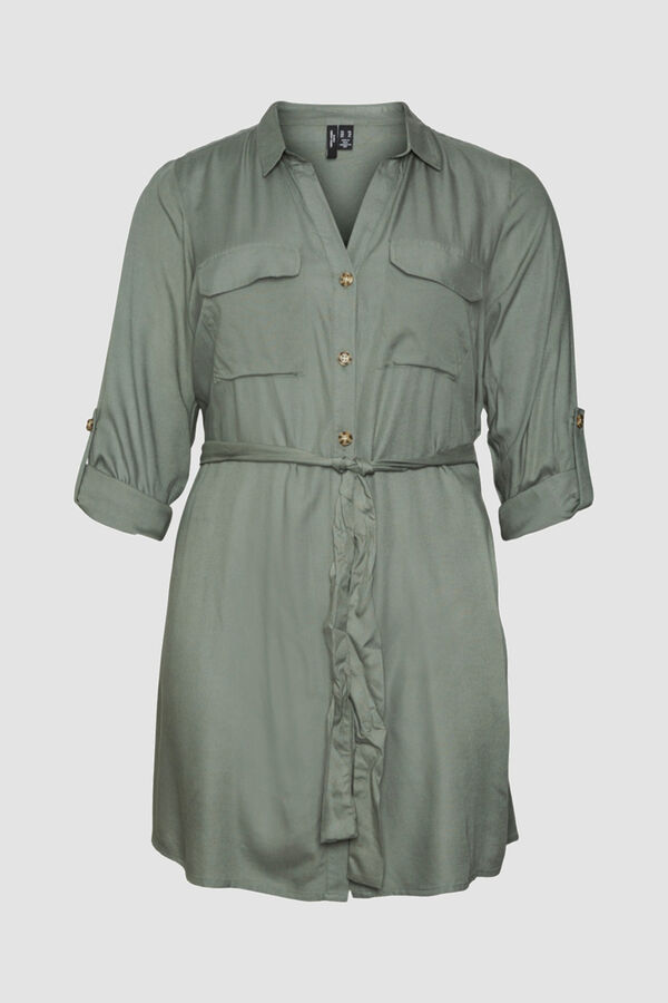 Vero Moda Curve Vestido curto camiseiro cintura subida Verde