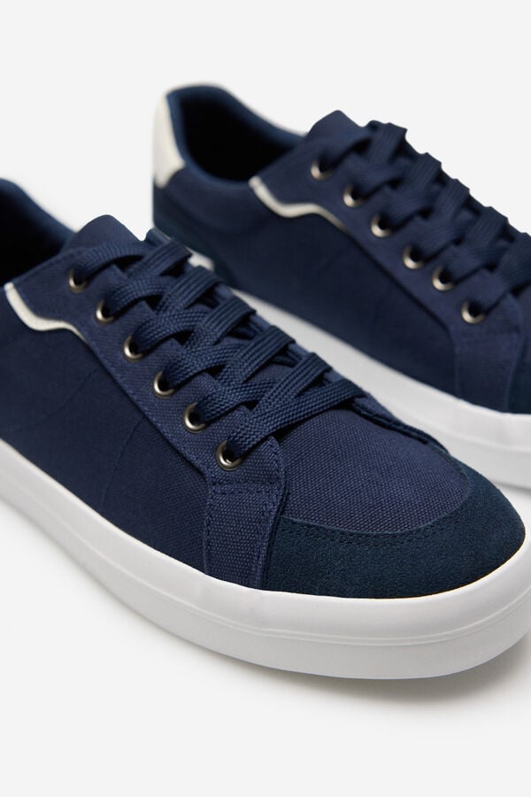 Cortefiel Zapatilla textil y piel Azul marino