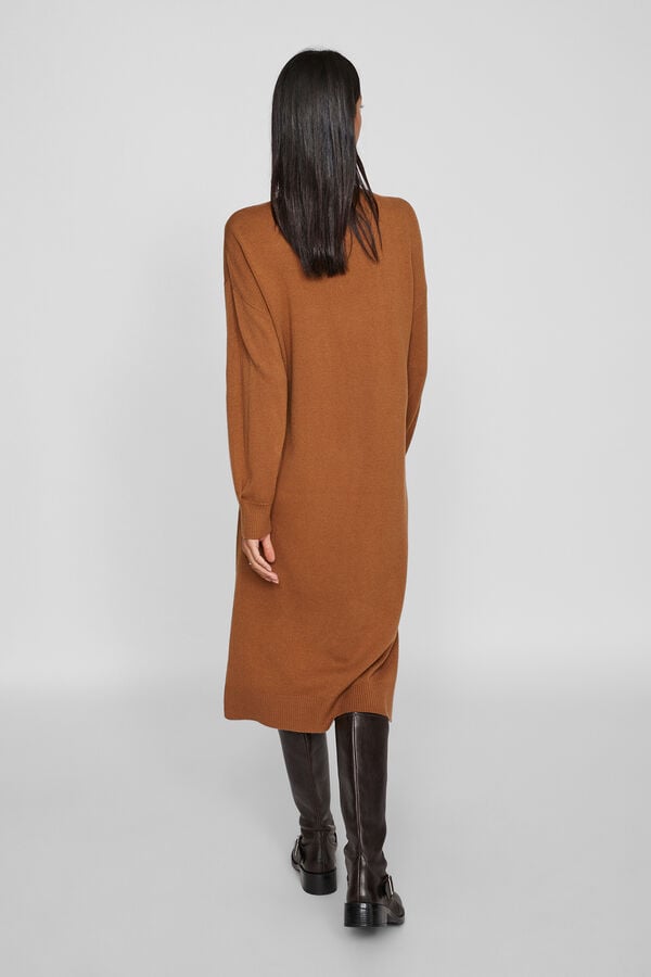 Vila Vestido midi de punto Marr&oacute;n