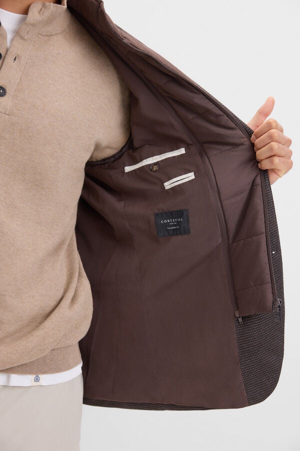 Cortefiel Blazer de malha com debruns remov&iacute;veis Castanho