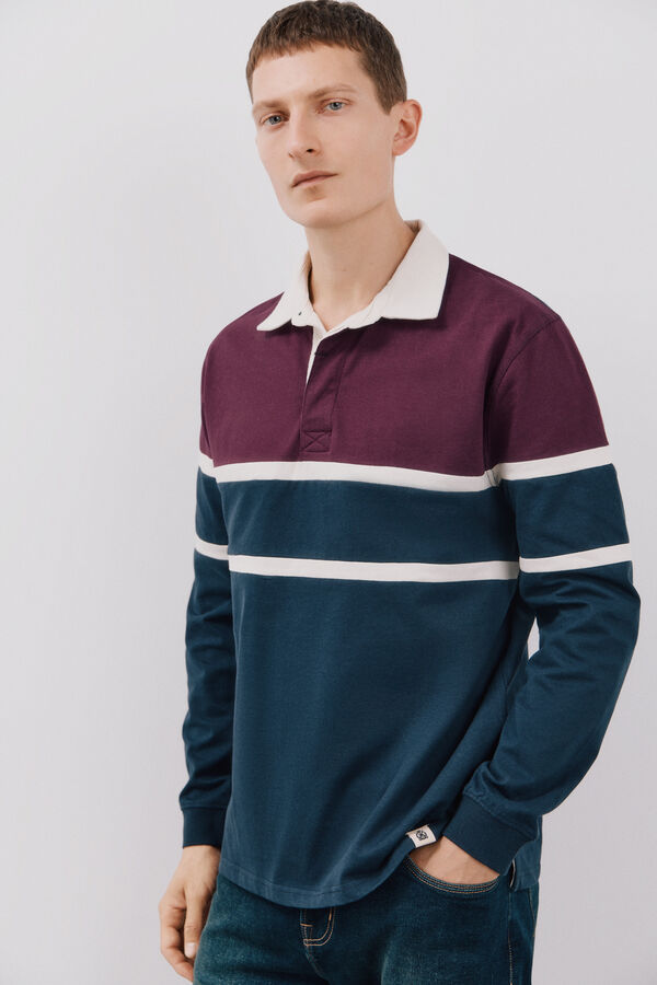 Cortefiel Polo rugby bloques Azul marino