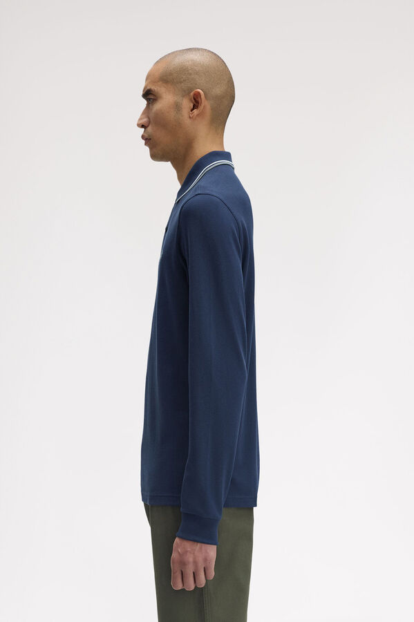 Fred Perry Polo de hombre de piqu&eacute; de manga larga Azul marino