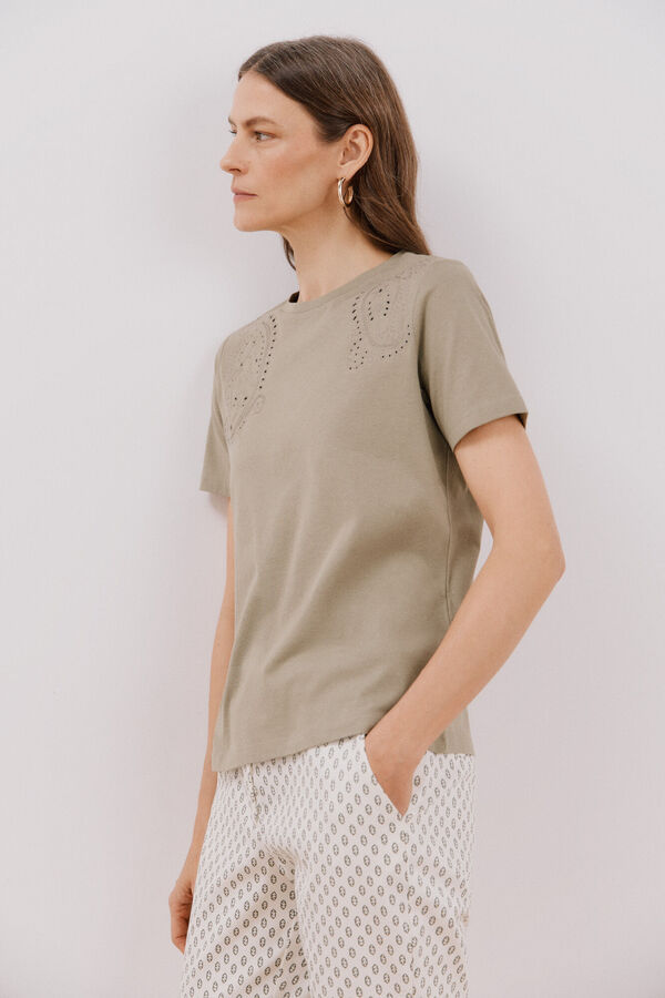 Cortefiel T-shirt bordada Verde
