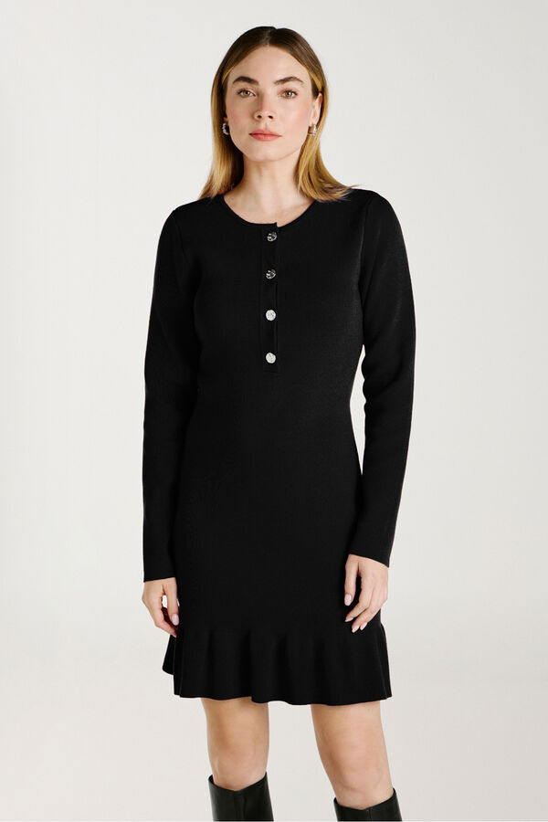 Vila Vestido de malha com viscose Preto