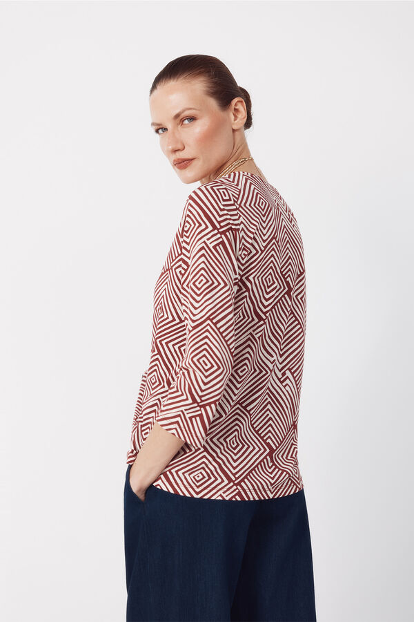 Cortefiel Blusa com decote em v e bot&otilde;es. Multicolorido