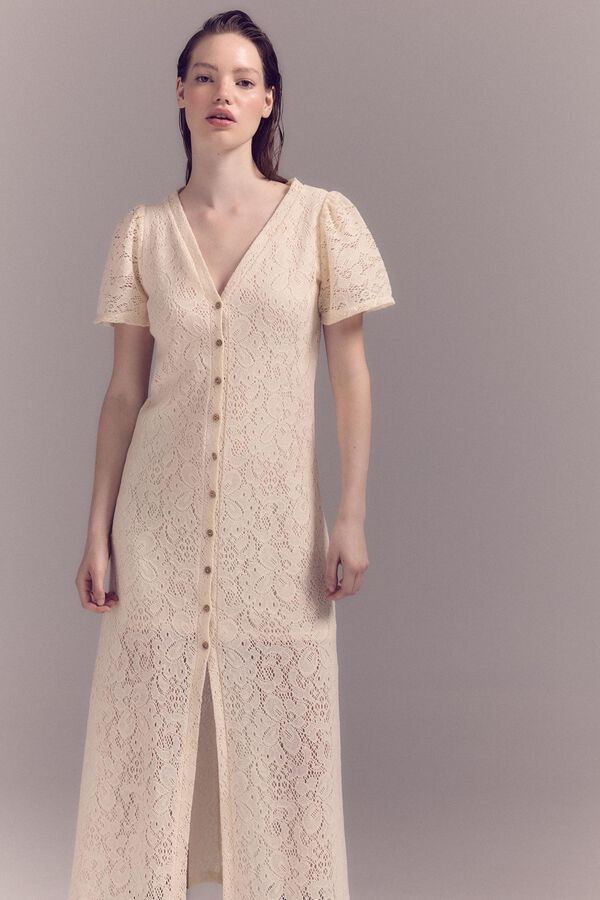 Slowlove Vestido renda Ecru