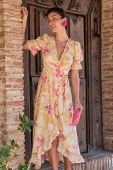 Pol&iacute;n Et Moi Vestido de flores ocre Amarillo