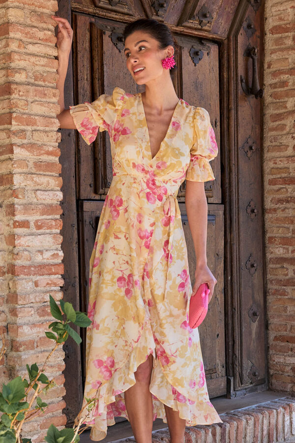 Pol&iacute;n Et Moi Vestido de flores ocre Amarillo