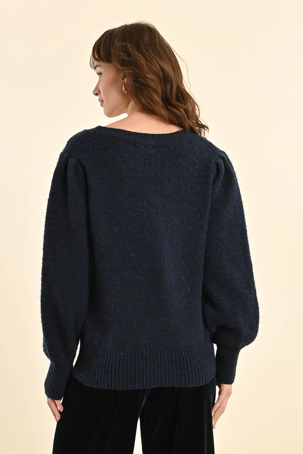 Molly Bracken Camisola feminina de manga comprida com detalhe de lantejoulas Azul