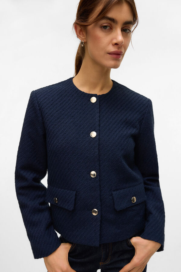 Vero Moda Chaqueta corta de Tweed Azul marino