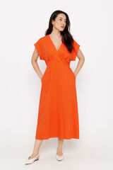 Cortefiel Vestido largo efecto r&uacute;stico Naranja