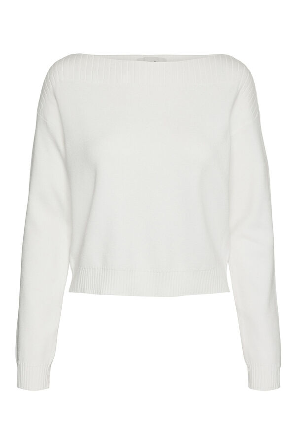 Vero Moda Jersey de punto con cuello barco Estampado blanco