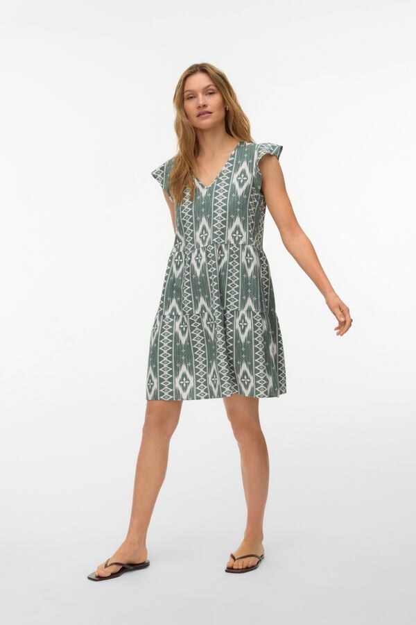 Vero Moda Vestido curto em linho Verde
